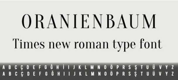 Oranienbaum - Times New Roman Type, Free Font Download